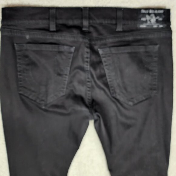 True Religion Jeans Men 44x33 Geno Relaxed Slim Flap Pockets Denim Pants Black - Picture 7 of 11